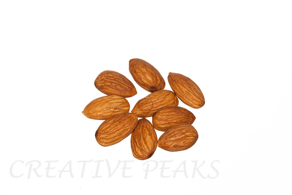 Almonds Isolated on Pure White Background