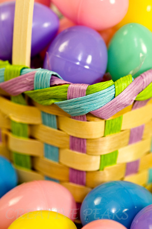 Easter Basket with Multi Colored Plastic Eggs