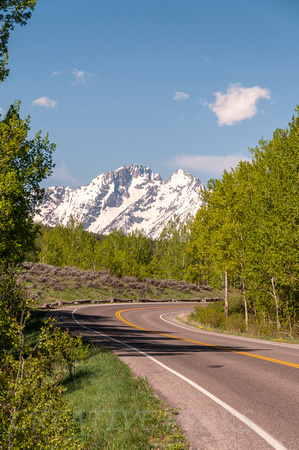 Curving Roadway Through Teton National Park, Wyoming